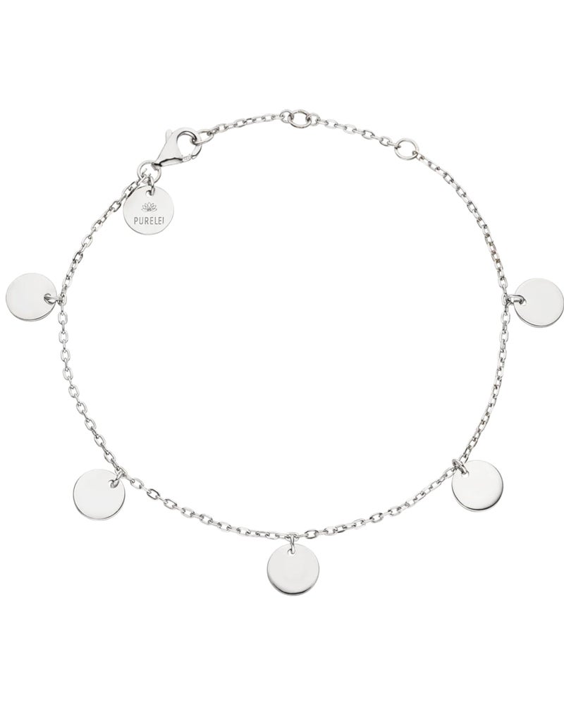 PureleiÂ® Kalea Bracelet (silver) â€“ Elegant, playful women's bracelet with coins â€“ Stainless steel jewelry â€“ Adjustable length 6/7/7,5 inch â€“ Fashion jewelry for your individual look - Image 1